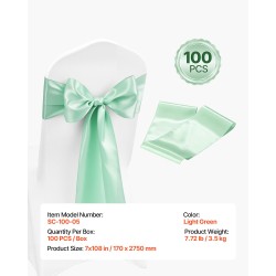 Satiininen tuolinauha 170x2750 mm 100 kpl vaaleanvihreä häihin