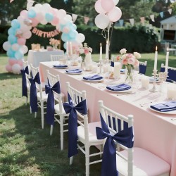 Satiinirusetit laivastonsiniset tuolin selkänojaan 275 x 17 cm 50 kpl