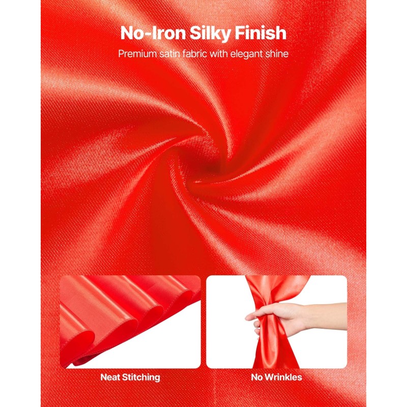 Satiiniset tuolinauhat 50 kpl 170 x 2750 mm punainen häihin ja juhliin