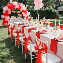 Satiiniset tuolinauhat 50 kpl 170 x 2750 mm punainen häihin ja juhliin