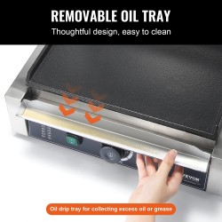 Sähköinen ruostumaton teräs paninigrilli emaloitu paistopinta 2200 wattia ammatti- ja kotikäyttöön