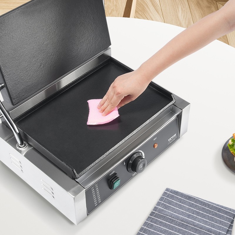 Sähköinen ruostumaton teräs paninigrilli emaloitu paistopinta 2200 wattia ammatti- ja kotikäyttöön