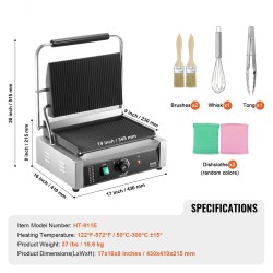 Kaupallinen sähköinen paninigrilli ruostumatonta terästä paistolevy 35,6 x 22,9 cm