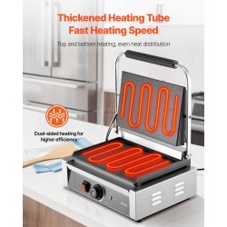 Sähköinen paninigrilli 2200W ruostumatonta terästä 34x23 cm emalipinta