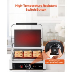 Sähköinen paninigrilli 2200W ruostumatonta terästä 34x23 cm emalipinta