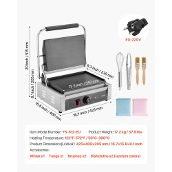 Sähköinen paninigrilli 2200W ruostumatonta terästä 34x23 cm emalipinta