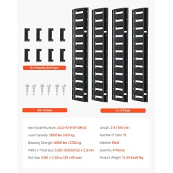 Teräksinen E-kiskosarja 610 mm 4 kpl 907 kg kantavuus perävaunuille ja pakettiautoihin