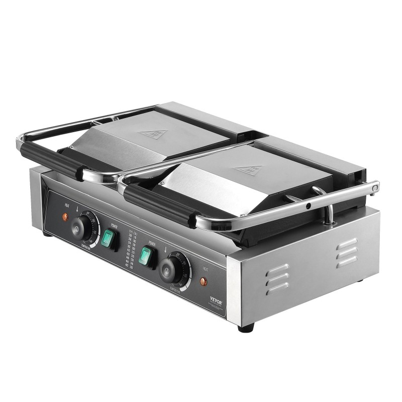 Paninigrilli sähköinen 3600W kaksipuolinen ruostumaton teräs emaloitu paistopinta 485×230 mm