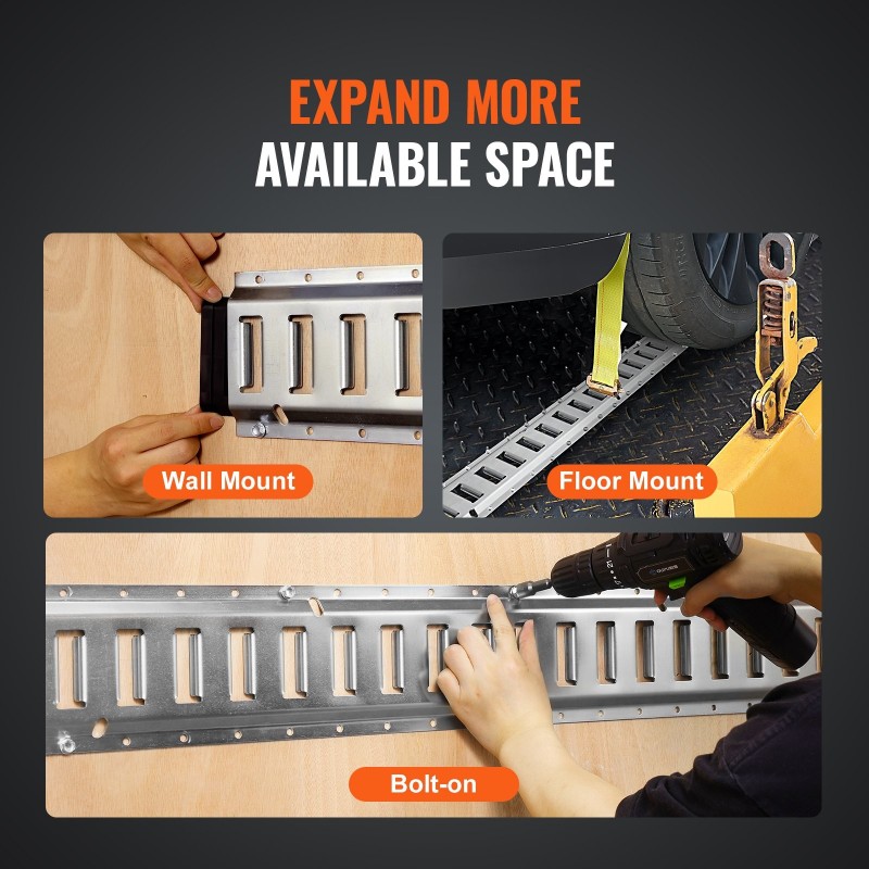 E-track kiinnityskiskosarja teräs 1524 mm sisältää 8 kiskoa 8 O-rengasta 8 D-rengasta