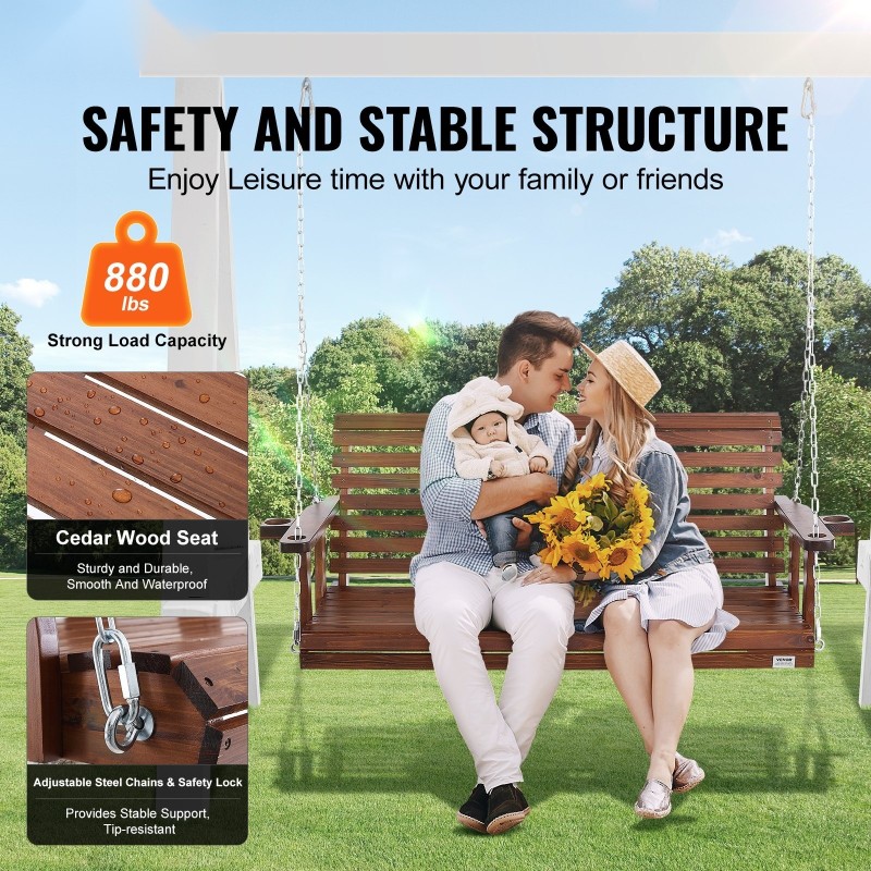 Puumainen kuistikeinu setripuu 170 cm ripustettava ulkokäyttöön hiiltynyt ruskea