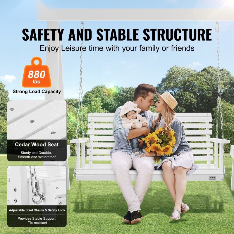 Terassikeinu seetripuusta valkoinen 137 x 71 x 60 cm