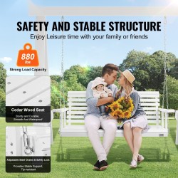 Seetripuinen keinupenkki ulkokäyttöön 1702x710x600 millimetriä valkoinen 880 paunan kantavuus