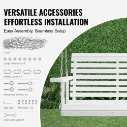 Seetripuinen keinupenkki ulkokäyttöön 1702x710x600 millimetriä valkoinen 880 paunan kantavuus