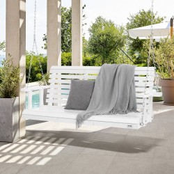 Seetripuinen keinupenkki ulkokäyttöön 1702x710x600 millimetriä valkoinen 880 paunan kantavuus