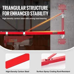 Sähkövinssin tukivarsi hiiliterästä 600 kilon kantavuudella 180 asteen kääntyvä jatkettava putki