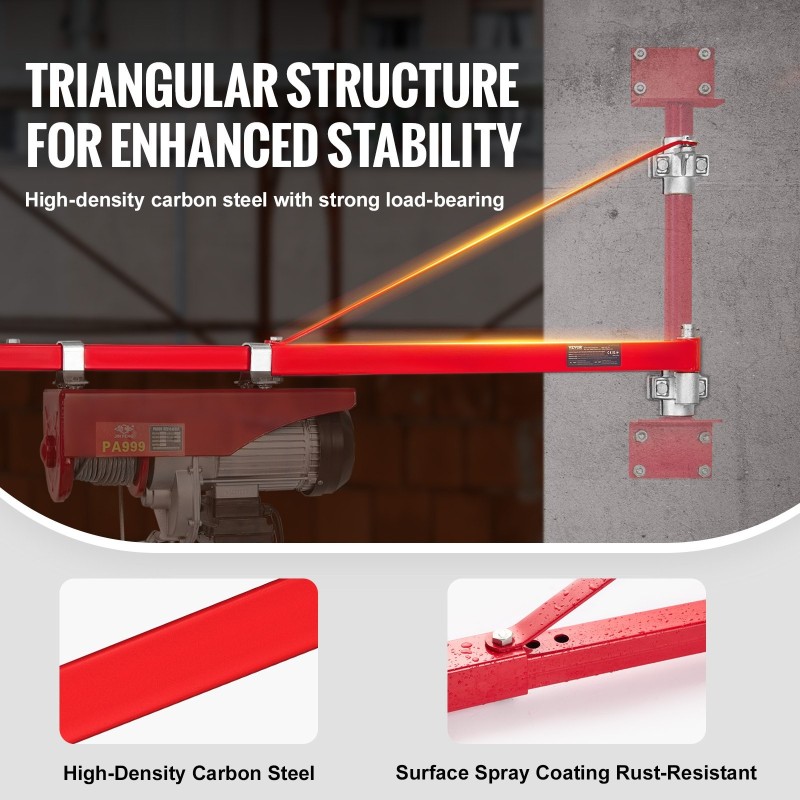 Sähkövinssin tukivarsi hiiliterästä 600 kilon kantavuudella 180 asteen kääntyvä jatkettava putki