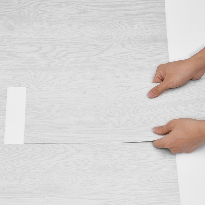 Irtoliimattavat vinyylilaatat 36 kpl 914x152 mm 2,5 mm vaalea harmaa puunsyy