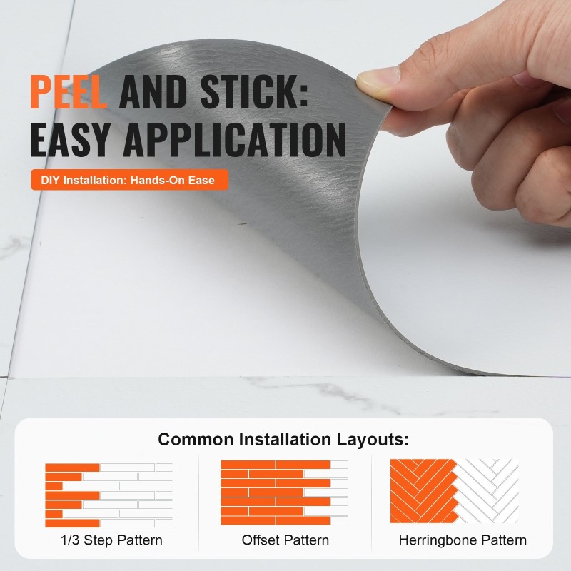 Itsekiinnittyvät vinyylilaatat 305x305 mm 1,5 mm 50 kpl valkoinen marmorikuvio