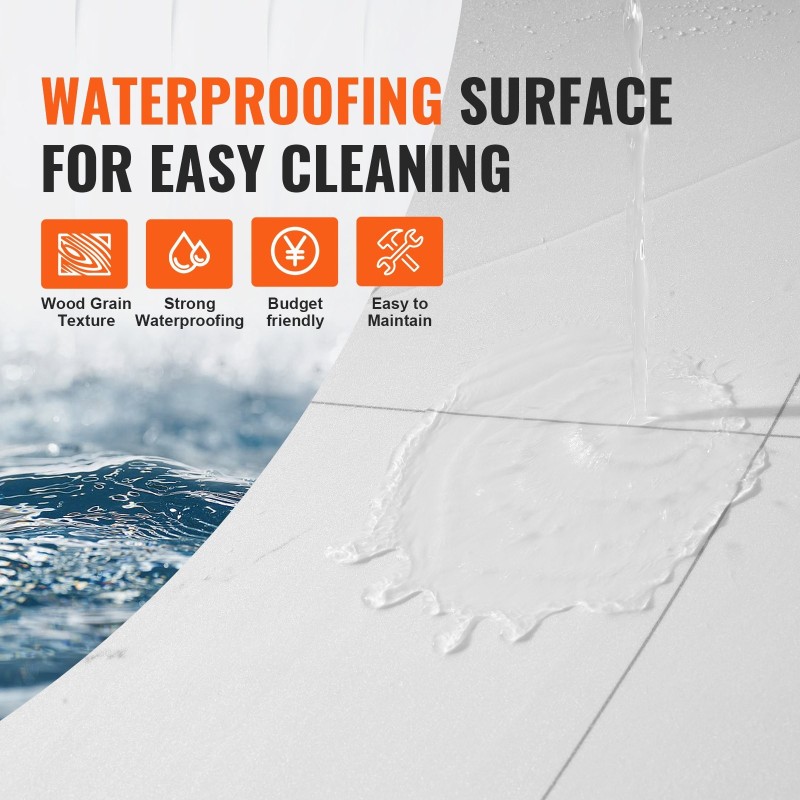 Itsekiinnittyvät vinyylilaatat 600 mm 9900 mm 1,5 mm vesitiivis valkoinen marmorikuvio