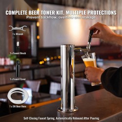 Yksihanan ruostumattomasta teräksestä valmistettu hanatorni itsepalautuvalla kromatulla messinkihanalla esiasennetulla 5 jalan