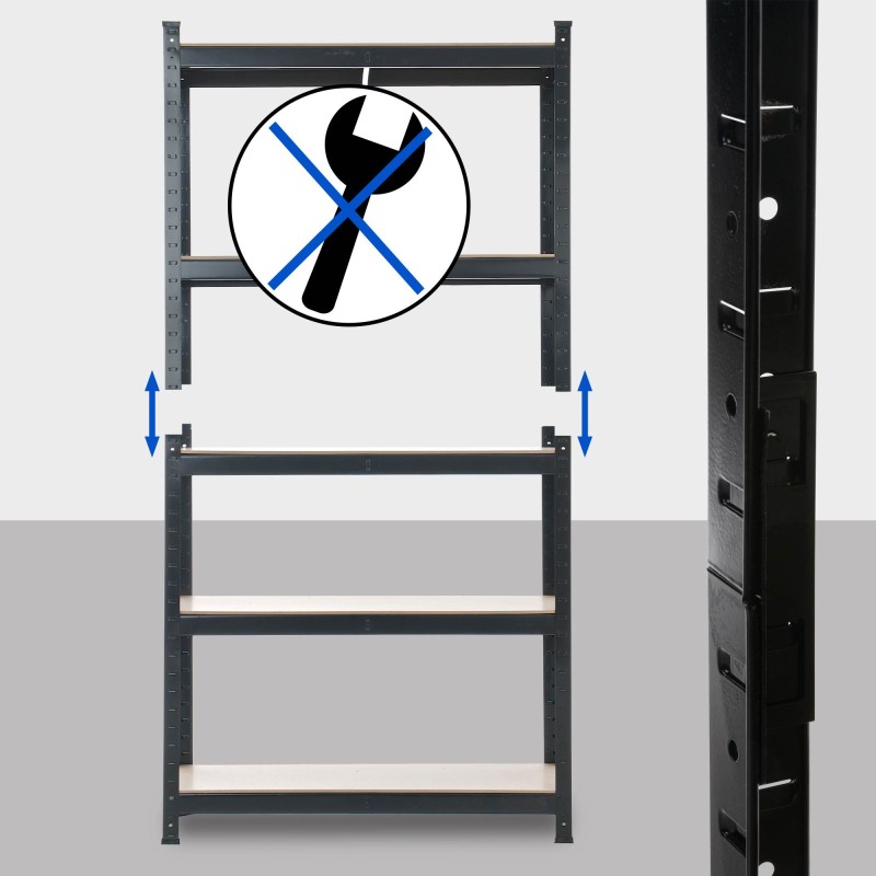 Järeä varastohylly 90x180x40 cm, 5 tasoa, kantavuus 175kg/taso