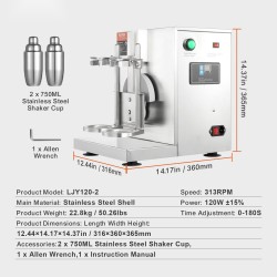 Kaksipäinen milkshakeri ruostumattomasta teräksestä valmistettu kaksi 750 ml kulhoa ammattikäyttöön
