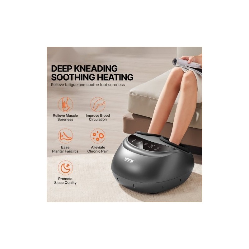 Sähköinen jalkahieroja lämmityksellä syvävaikutteinen rullaus shiatsu kompressio ajastimella sopii kengänkokoon 12