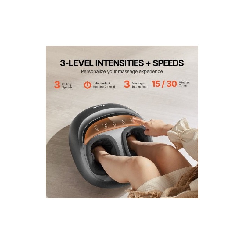 Sähköinen jalkahieroja lämmityksellä syvävaikutteinen rullaus shiatsu kompressio ajastimella sopii kengänkokoon 12