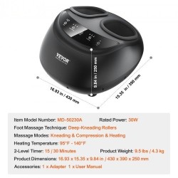 Sähköinen jalkahieroja lämmityksellä syvävaikutteinen rullaus shiatsu kompressio ajastimella sopii kengänkokoon 12
