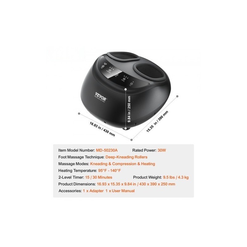 Sähköinen jalkahieroja lämmityksellä syvävaikutteinen rullaus shiatsu kompressio ajastimella sopii kengänkokoon 12