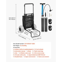 Rantavaunu teräsrunko 20.1 x 14.6 tuumaa 9 tuuman ilmapallorenkaat 75 kg