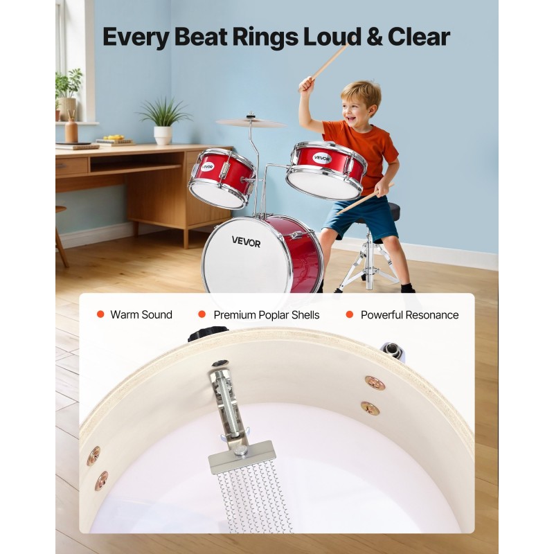 Rumpusetti 3-osainen 14 tuuman punainen poppeli säädettävä jakkara kapulat