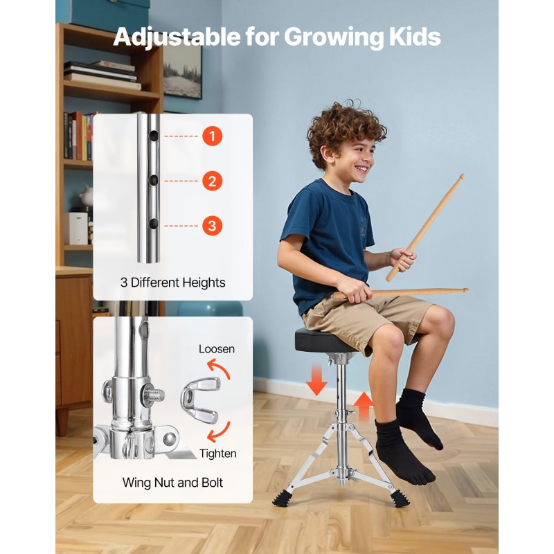 Rumpusetti 3-osainen 14 tuuman punainen poppeli säädettävä jakkara kapulat