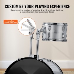 Rumpusetti 5-osainen täysikokoinen poppelirunkoinen hopea PET-kalvoilla aikuisille