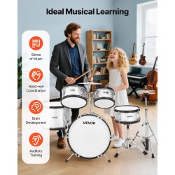 5-osainen 16-tuumainen juniorirumpusetti poppelipuu PET-muovi hiiliteräs säädettävällä jakkaralla lapsille