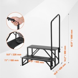 Matkailuauton 2-portaiset hiiliteräsaskelmat 199,6 kg kantavuus käsijohteella