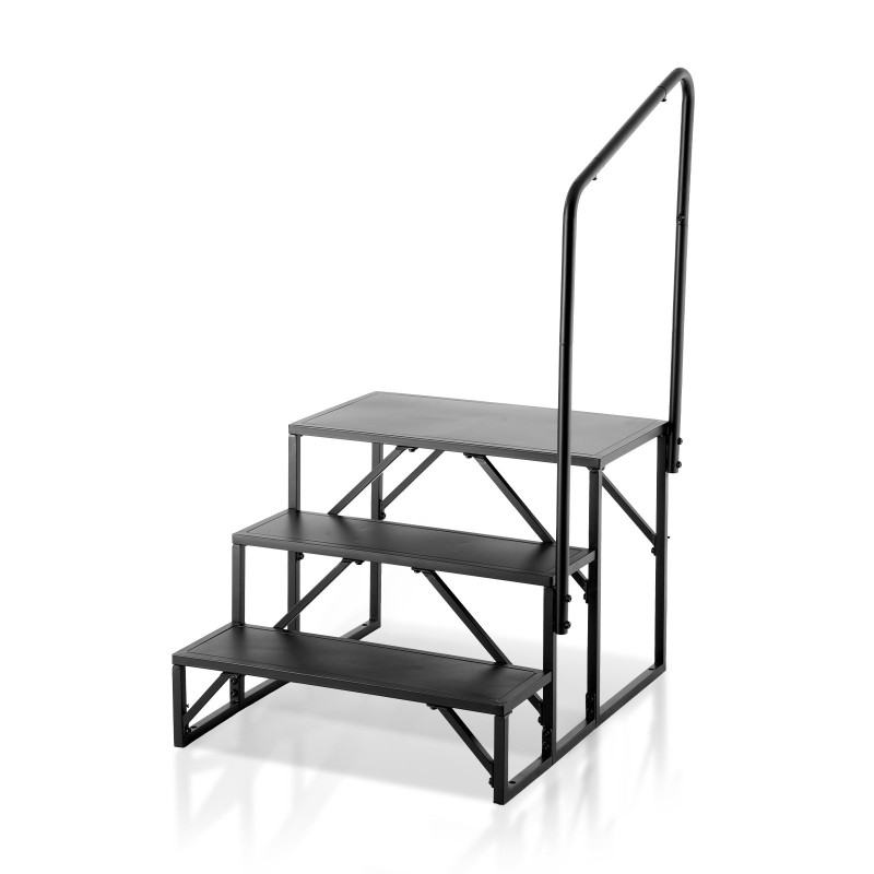 Matkailuauton 3-askelmaiset portaat paksunnettu seosteräs 199,6 kg kantavuus kaide