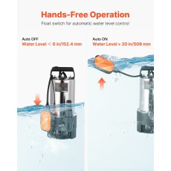 Uppopumppu ruostumaton teräs 710W 20000 l/h uimurikytkin jätevesi