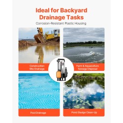 Uppopumppu ruostumaton teräs 710W 20000 l/h uimurikytkin jätevesi