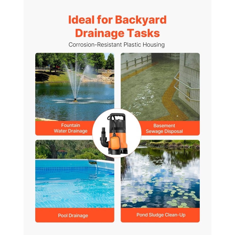 Uppopumppu 650 W PP-GF20-runko automaattinen uimurikytkin 15000 l/h 8 m nostokorkeus