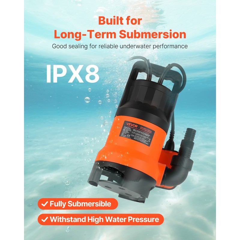 Uppopumppu 650 W PP-GF20-runko automaattinen uimurikytkin 15000 l/h 8 m nostokorkeus