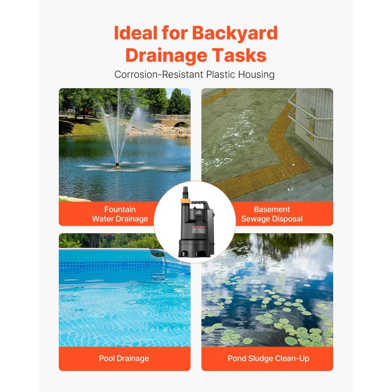 Uppopumppu PP-GF20 ja ABS 690W 17500 l/h 9 m nostokorkeus automaattinen uimurikytkin