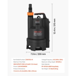 Uppopumppu PP-GF20 ja ABS 690W 17500 l/h 9 m nostokorkeus automaattinen uimurikytkin