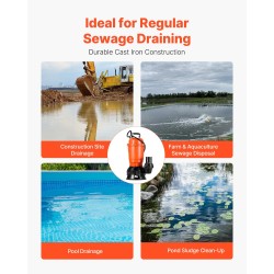 Upotettava valurautainen roskavesipumppu 550 watti 18000 litraa tunnissa 10 metrin nostokorkeus