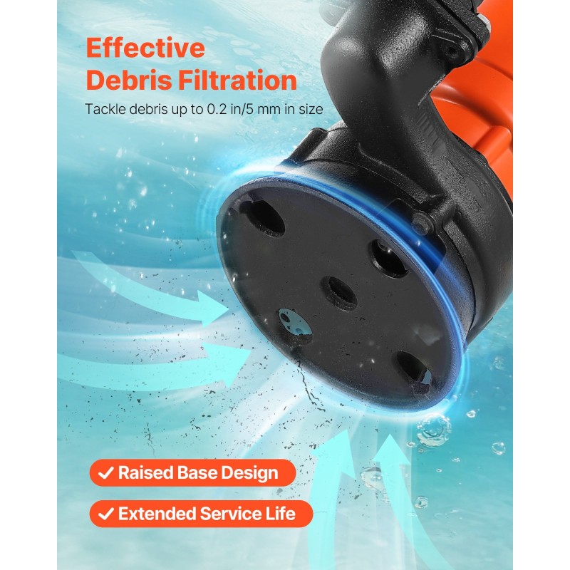 Upotettava valurautainen roskavesipumppu 550 watti 18000 litraa tunnissa 10 metrin nostokorkeus