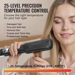 Titaaninen hiusten suoristusrauta 1,5 tuuman levyllä negatiivisilla ioneilla selkeällä näytöllä 25 lämpötilatasoa