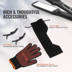 Titaaninen hiusten suoristusrauta 1,5 tuuman levyllä negatiivisilla ioneilla selkeällä näytöllä 25 lämpötilatasoa