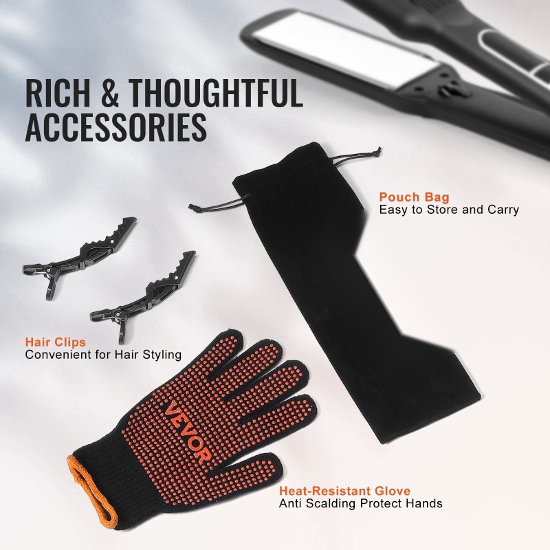 Titaaninen hiusten suoristusrauta 1,5 tuuman levyllä negatiivisilla ioneilla selkeällä näytöllä 25 lämpötilatasoa