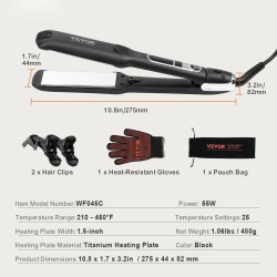 Titaaninen hiusten suoristusrauta 1,5 tuuman levyllä negatiivisilla ioneilla selkeällä näytöllä 25 lämpötilatasoa