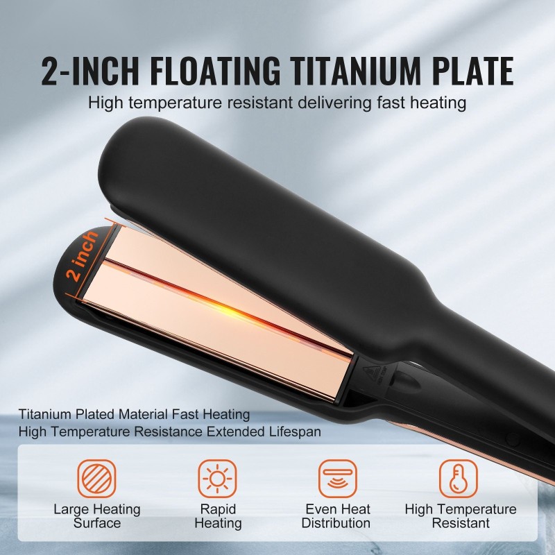 Hiusten suoristaja 2-tuumainen titaanilämpölevy infrapunatekniikka negatiiviset ionit yksitoista lämpötila-asetusta LCD-näyttö